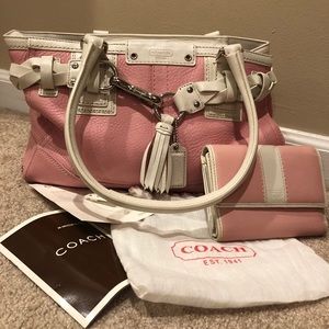 Coach Hamptons Braided Belt Leather Tote & Wallet